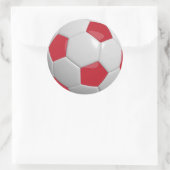 Donkerrood en wit Voetbal Ronde Sticker (Tas)
