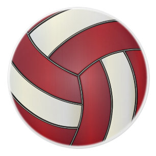 Donkerrood en Wit Volleyball Keramische Knop