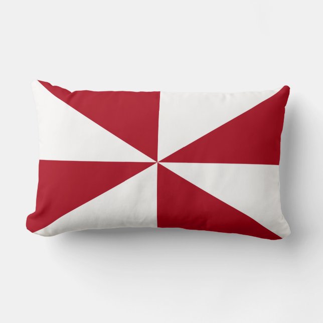 Donkerrood en wit windmolentje kussen (Voorkant)