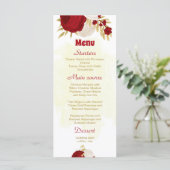 donkerrood en witte bloemen gouden botanische brui menu (Staand voorkant)