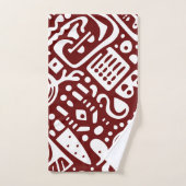 Donkerrood en witte doodles 3 van 4 bad handdoek (Handdoek)