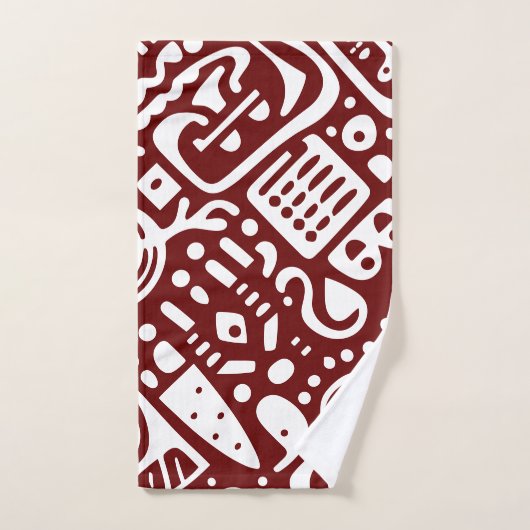 Donkerrood en witte doodles 3 van 4 bad handdoek (Handdoek)