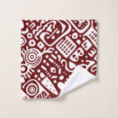 Donkerrood en witte doodles 3 van 4 bad handdoek (Wasdoekje)