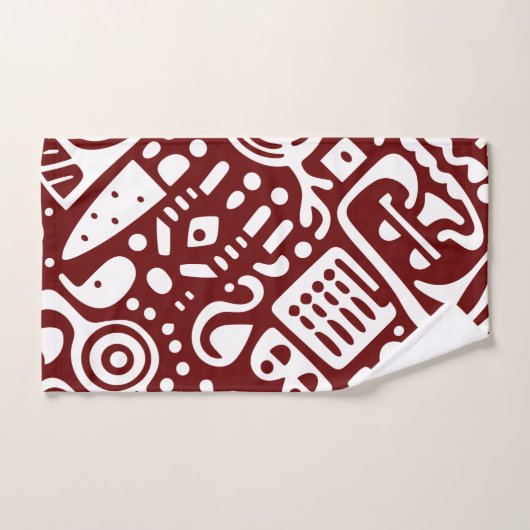 Donkerrood en witte doodles 3 van 4 bad handdoek (Handdoek)