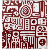 Donkerrood en witte doodles 3 van 4 douchegordijn (Voorkant)