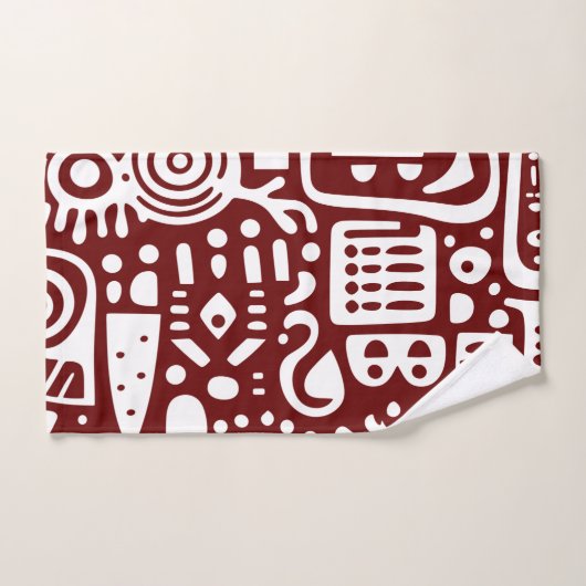 Donkerrood en witte doodles 4 bad handdoek (Handdoek)