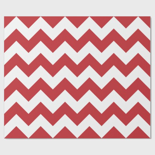 Donkerrood en witte extra grote Chevron Cadeaupapier (Vlak)
