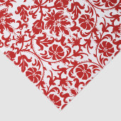 Donkerrood en witte Floral Damask Tissuepapier (Detail)