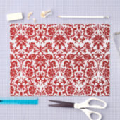 Donkerrood en witte Floral Damask Tissuepapier (Craft)