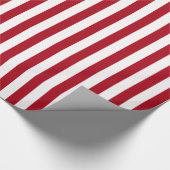 Donkerrood en witte streep cadeaupapier (Hoek)