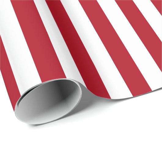 Donkerrood en witte streep cadeaupapier (Rol Hoek)