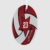 Donkerrood en witte volleybal 3| DIY-naam Ornament (voorkant)