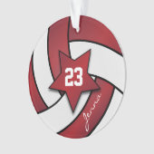 Donkerrood en witte volleybal 3| DIY-naam Ornament (voorkant)