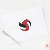 Donkerrood en witte volleybal ronde sticker (Envelop)