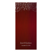 Donkerrood en Zilver Confetti Dot - Wedding Progra Reclamekaart (Voorkant)