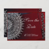 Donkerrood en zilver ontwerp aankondigingskaart (Voorkant / Achterkant)