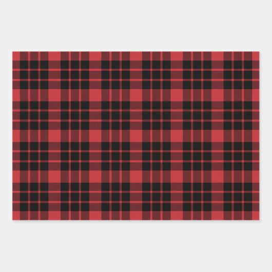 Donkerrood en zwart Buffalo Plaid Inpakpapier Vel (Voorkant 3)