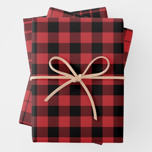 Donkerrood en zwart Buffalo Plaid Inpakpapier Vel (In situ)
