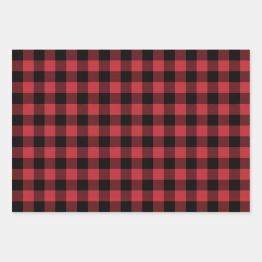 Donkerrood en zwart Buffalo Plaid Inpakpapier Vel (Voorkant)