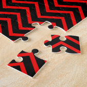 Donkerrood en Zwart Chevron Legpuzzel (Zijkant)