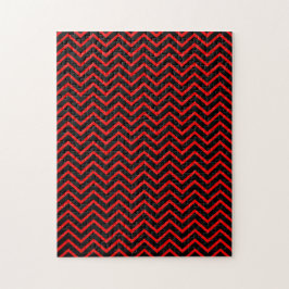 Donkerrood en Zwart Chevron Legpuzzel