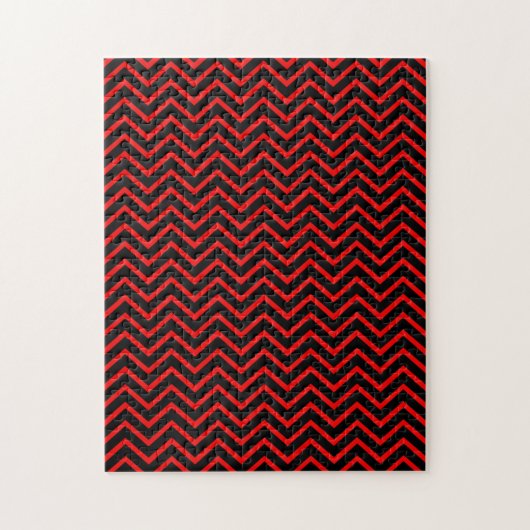 Donkerrood en Zwart Chevron Legpuzzel (Verticaal)