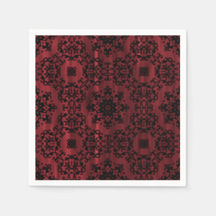 Donkerrood en zwart gothisch grijs geometrisch servetten