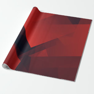 Donkerrood en Zwart Vierkant Patroon Cadeaupapier