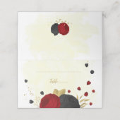 donkerrood en zwarte bloemen gouden botanische bru plaatskaartje (Buitenkant ongevouwen)