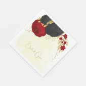 donkerrood en zwarte bloemen gouden bruidservetten servet (Hoek)