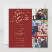 Donkerrood Fancy collage 3 Foto's paardenweddensch Save The Date (Voorkant)