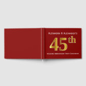 Donkerrood, Faux Gold 45th Wedding Jubileum Party Gastenboek (Volledig)