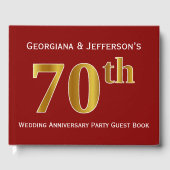 Donkerrood, Faux Gold 70ste bruiloft Jubileum Part Gastenboek (Voorkant)