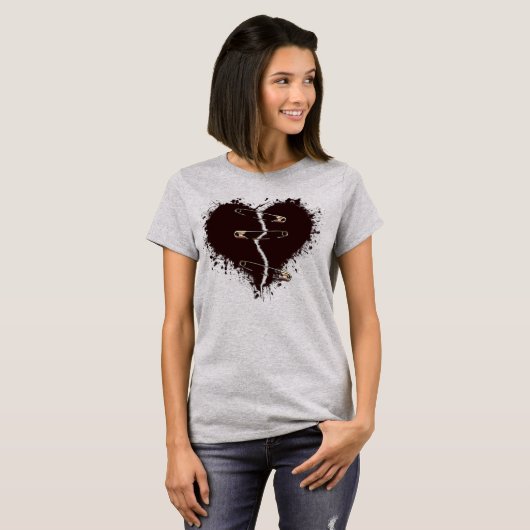 Donkerrood gebroken hart opgegraven Gothic T-shirt (Voorkant volledig)