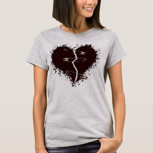 Donkerrood gebroken hart opgegraven Gothic T-shirt (Voorkant)