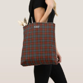 Donkerrood geruite Fraser Tartan Monogram Tote Bag (Dichtbij)