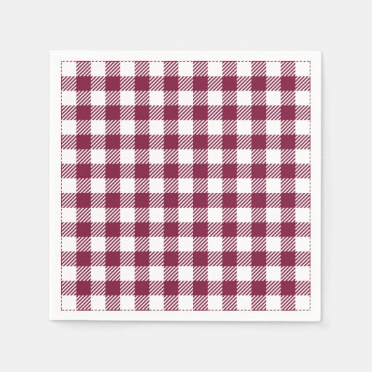 Donkerrood Gingham geplakt patroon Servet (Voorkant)