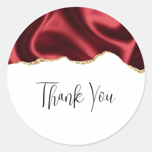 Donkerrood glam droog satin abstract ontwerp ronde sticker (Voorkant)