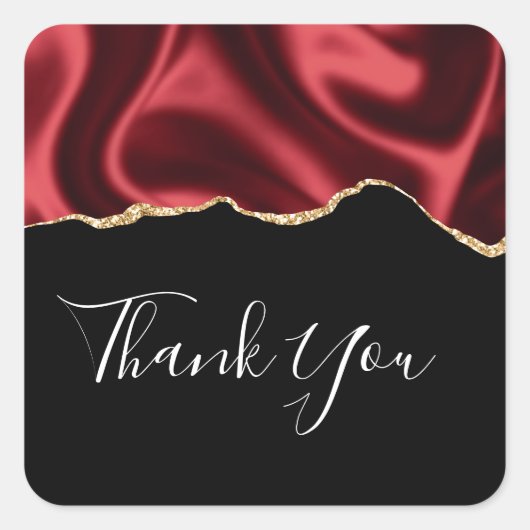 Donkerrood glam droog satin abstract ontwerp vierkante sticker (Voorkant)