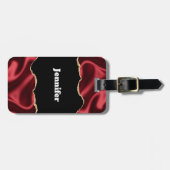 Donkerrood glam met laag satin Abstract ontwerp Bagagelabel (Voorkant horizontaal)