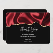 Donkerrood glam met laag satin Abstract ontwerp Bedankkaart (Voorkant / Achterkant)