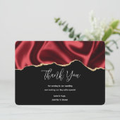 Donkerrood glam met laag satin Abstract ontwerp Bedankkaart (Staand voorkant)