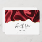 Donkerrood glam met laag satin Abstract ontwerp Bedankkaart (Voorkant / Achterkant)