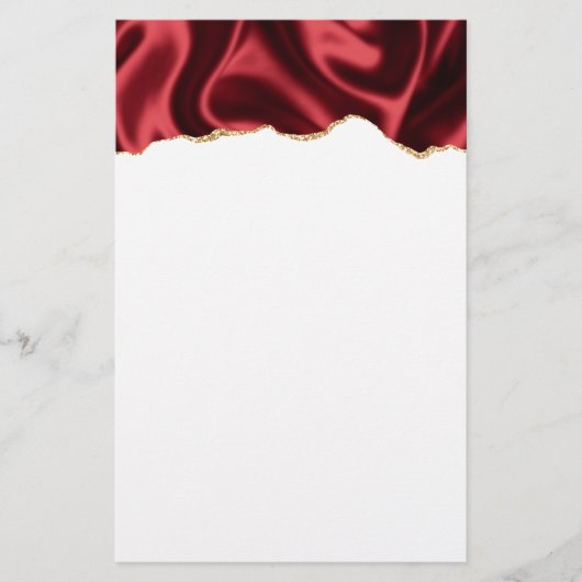 Donkerrood glam met laag satin Abstract ontwerp Briefpapier (Voorkant)