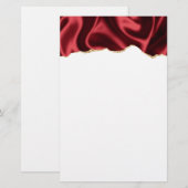 Donkerrood glam met laag satin Abstract ontwerp Briefpapier (Voorkant / Achterkant)