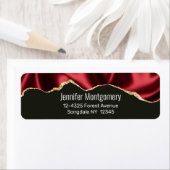 Donkerrood glam met laag satin Abstract ontwerp Etiket (Insitu)