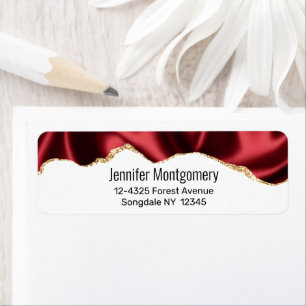 Donkerrood glam met laag satin Abstract ontwerp Etiket