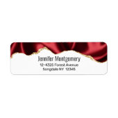 Donkerrood glam met laag satin Abstract ontwerp Etiket (Voorkant)