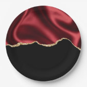 Donkerrood glam met laag satin Abstract ontwerp Papieren Bordje (Voorkant)