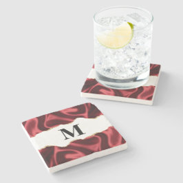 Donkerrood glam met laag satin Abstract ontwerp Stenen Onderzetter